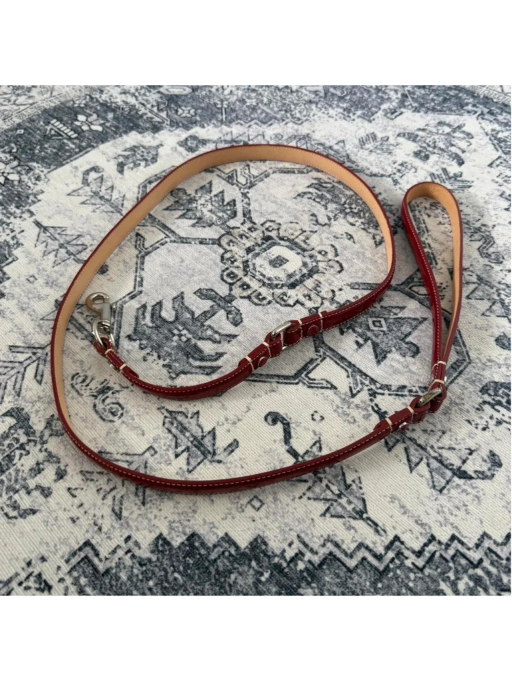 Y2K Rare Coach Hearts & Bones Red Patent Leather Dog Leash - Size S
